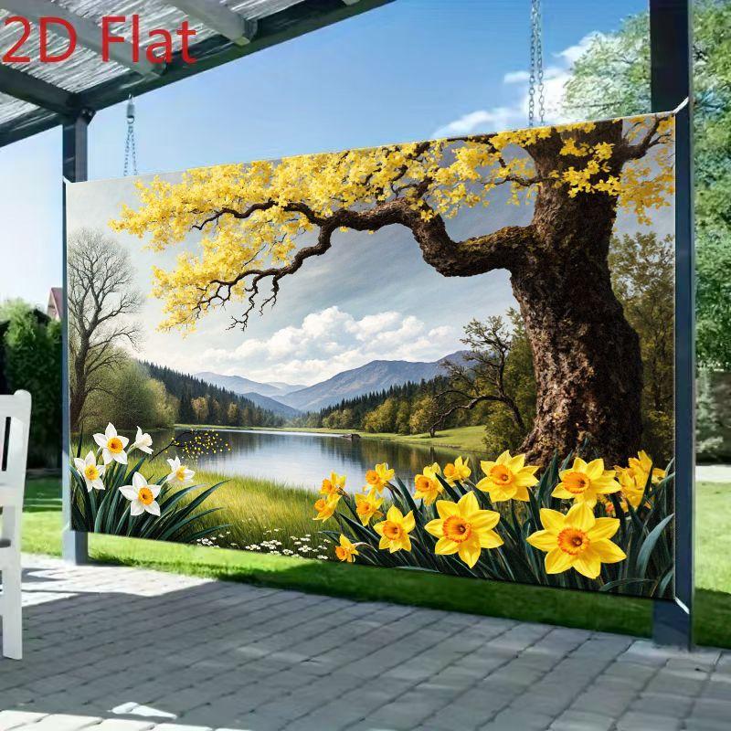 2D 1 piece of serene and natural landscape showcasing vitality and harmony. Suitable for weddings parties exhibitions etc.