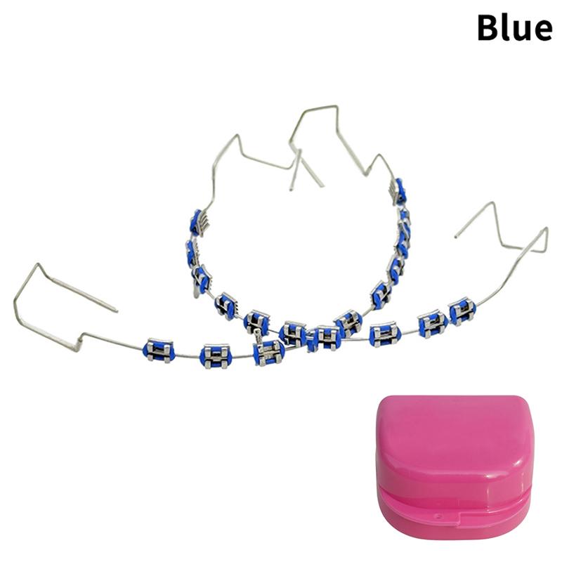 1 пара временных украшений для зубов в коробке с 4 крючками с металлической проволокой, разноцветные металлические скобки, лигатуры, стоматологический материал