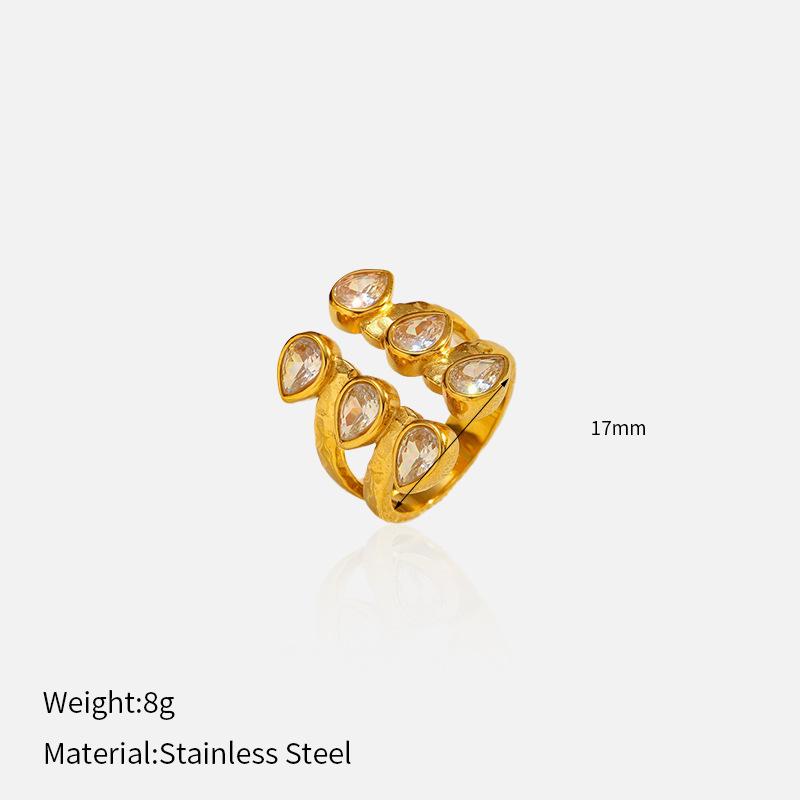 Hot Sale Zircon Devil's Eye Titanium Steel Ring 18K Gold Open Design Stainless Steel Ring Jewelry Women