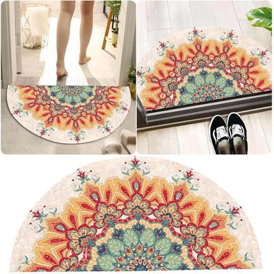 Полукруглый коврик в богемном стиле, этнический коврик для ног у входной двери, впитывающий коврик для ванной комнаты, салатовое одеяло