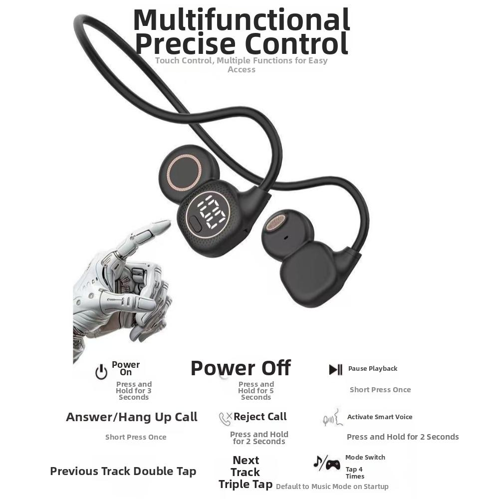 LED Digital Display Wireless Earbuds Neckband Long Standby Stereo Sound Bluetooth Headphones Built In Microphone 2