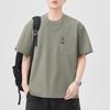 New Summer Short-sleeved T-shirt for Men's Loose Round Neck Pocket Solid Color T-shirt Versatile Casual