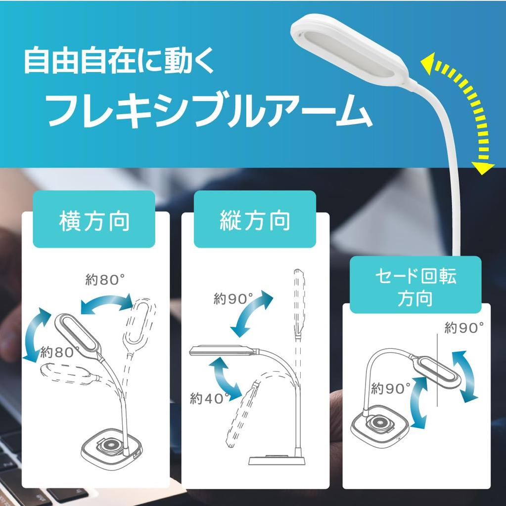 OHM LED Desk Light, 450 Lumens, Daylight White, Wireless Charging, MagSafe Compatible, DS-L50FMS-W (Product Code: 06-5230)