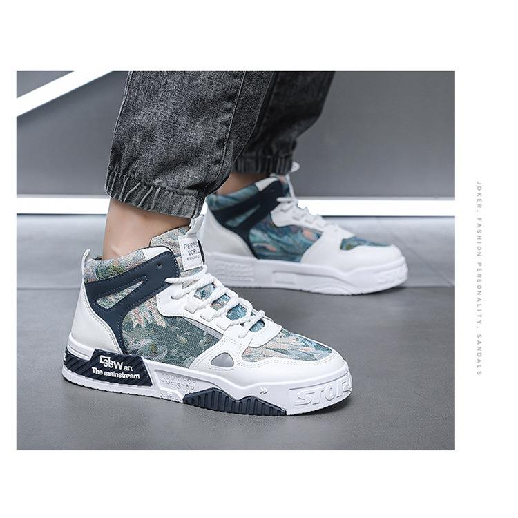 Весенняя мужская обувь. Дышащие парусиновые туфли с высоким берцем. Мужские трендовые универсальные маленькие белые туфли. Спортивные повседневные туфли на толстой подошве.