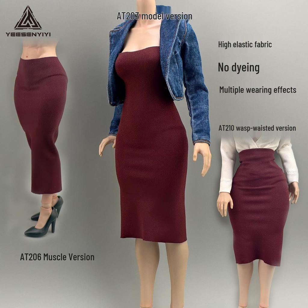 Платье без бретелек с высоким разрезом, эластичное, масштаб 1/6, для BJD куклы - Модель AT210 от VERYCOOL