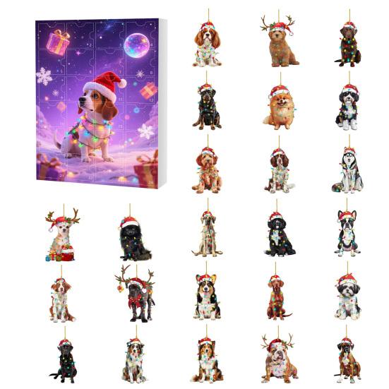 Dog Advent Calendar 2025 24 Days Christmas Countdown with 24 Pcs Acrylic Dog Ornaments Holiday Gifts for Dog Lovers