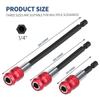 3pcs Red Magnetic Bit Support Tool Kit - Quick Release, 1/4" Universal Hex Shank, 2"-4"-6" (60mm-100mm-150mm) Drill Bit Holders