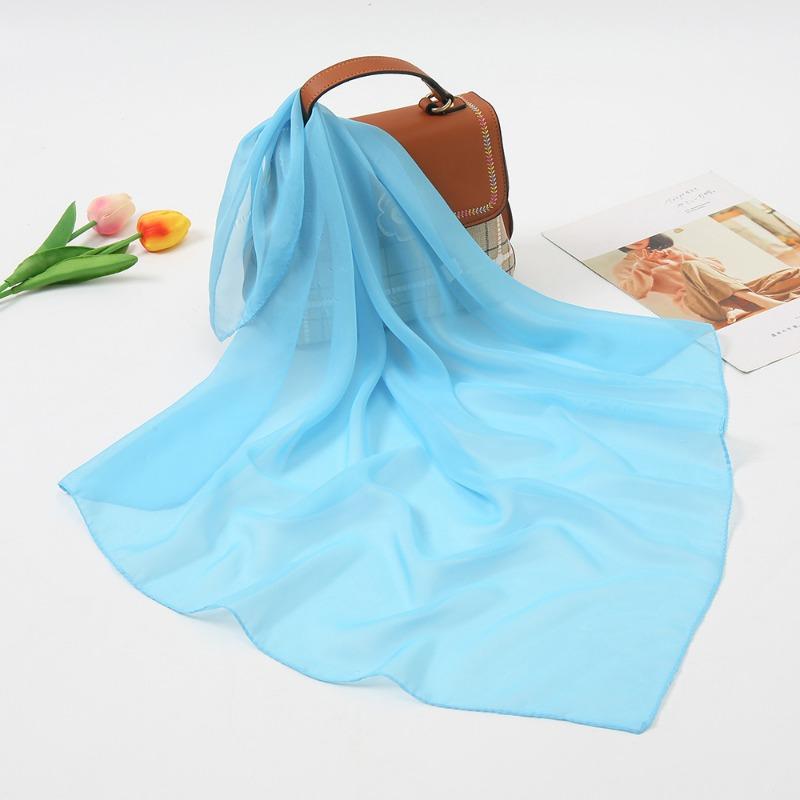 Summer Fashion Solid Color Chiffon Silk Scarf Women, Candy Color Multi-color Decorative Scarf Square Scarf Kindergarten Gift