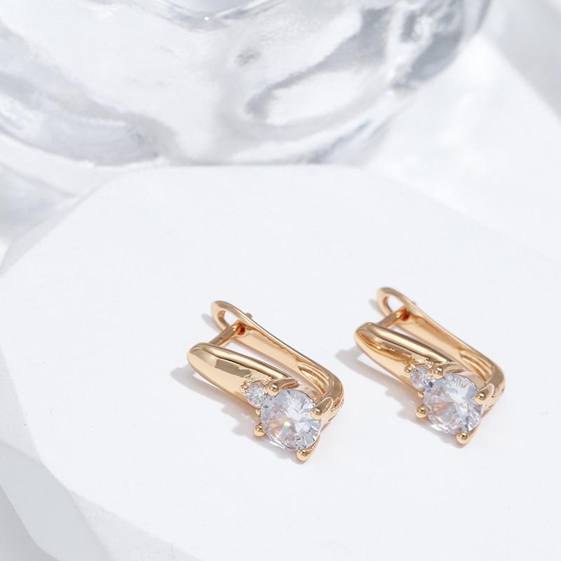 Простые серьги-капли с инкрустацией в виде когтей из настоящего золота 18 карат с цирконием для женщин, классические ювелирные аксессуары