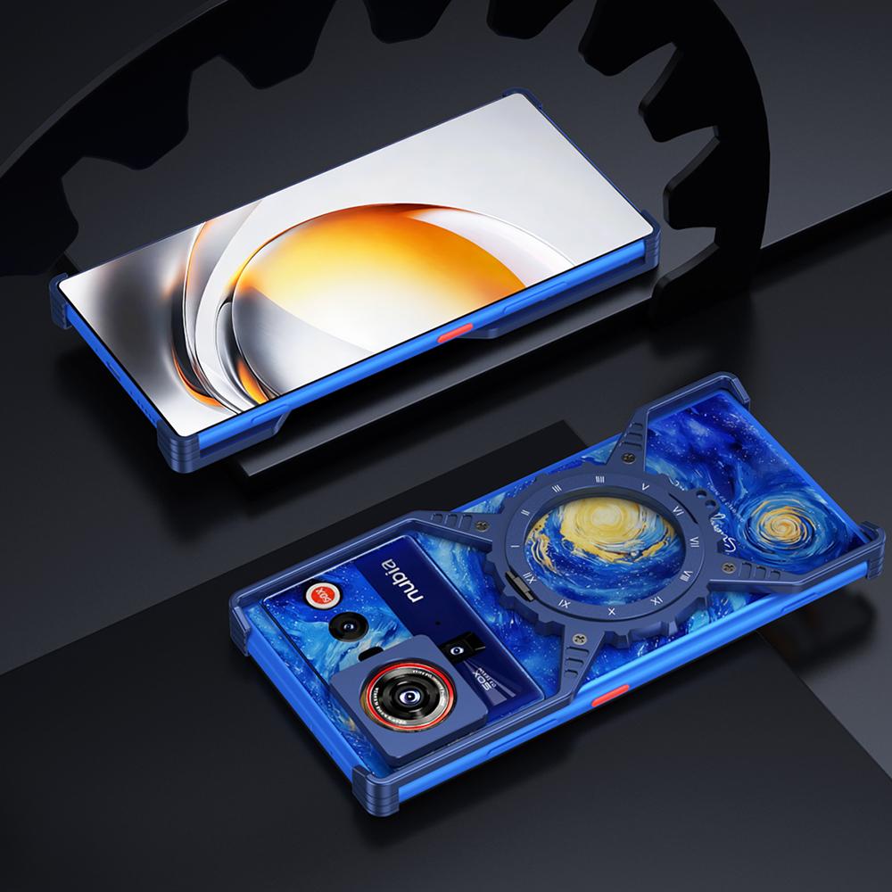 Чехол для ZTE nubia Z80 Ultra 5G, светящийся, с магнитным держателем-подставкой, алюминиевый сплав + поликарбонатный бампер, чехол для телефона, теплоотвод
