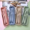 3Pcs Reusable Portable Cutlery Set with Storage Box Good Grip Plastic Kids Adult Spoon Fork Cutter