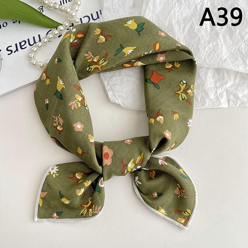 56Cm Ladies Headband Cotton Linen Square Scarf Korean College Girls Elegant Neck Scarves Sun Protection Headscarf