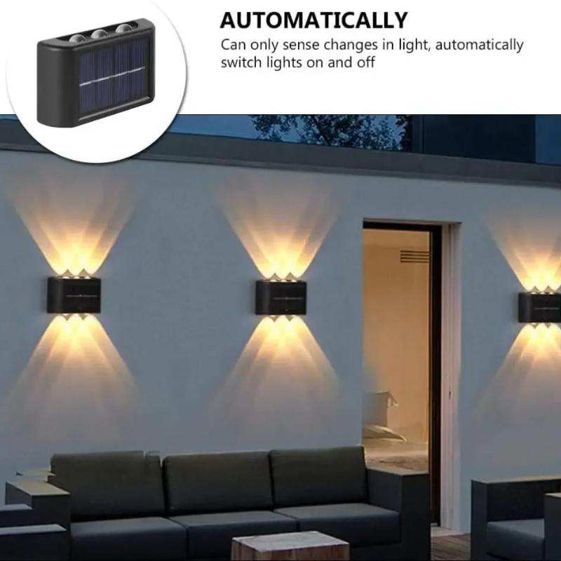 Solar LED Wall Light Outdoor Waterproof Dusk to Dawn Fence Light for Garden Yard Porch Walkway Camping Decor