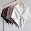 Women Knitted Shawl Wrap Scarf Solid Color Comfortable Cardigan Cape Imitation Cashmere Shoulder Tops Sweater