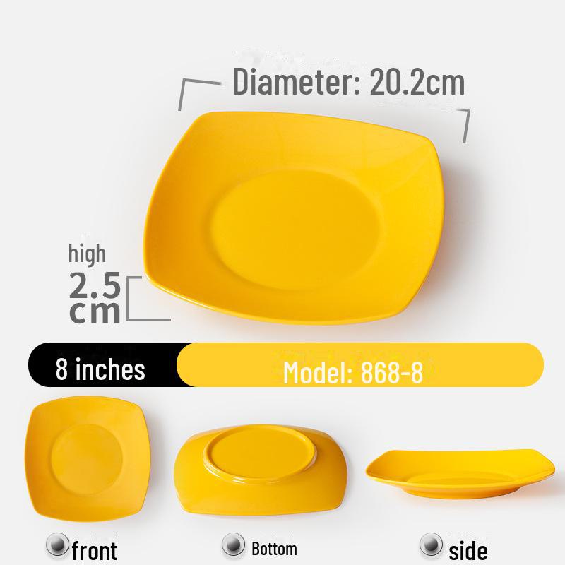 Квадратная тарелка из ударопрочного меламина - долговечный искусственный фарфор для ресторанов и отелей.