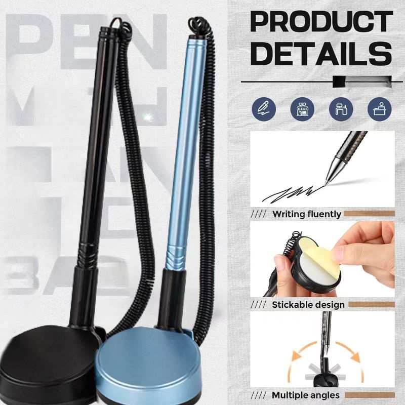 3 шт. Выдвижная офисная ручка Клейкая настольная, Фиксирующий ремешок, Удобный захват, Подходит для офиса, отеля и банковской стойки