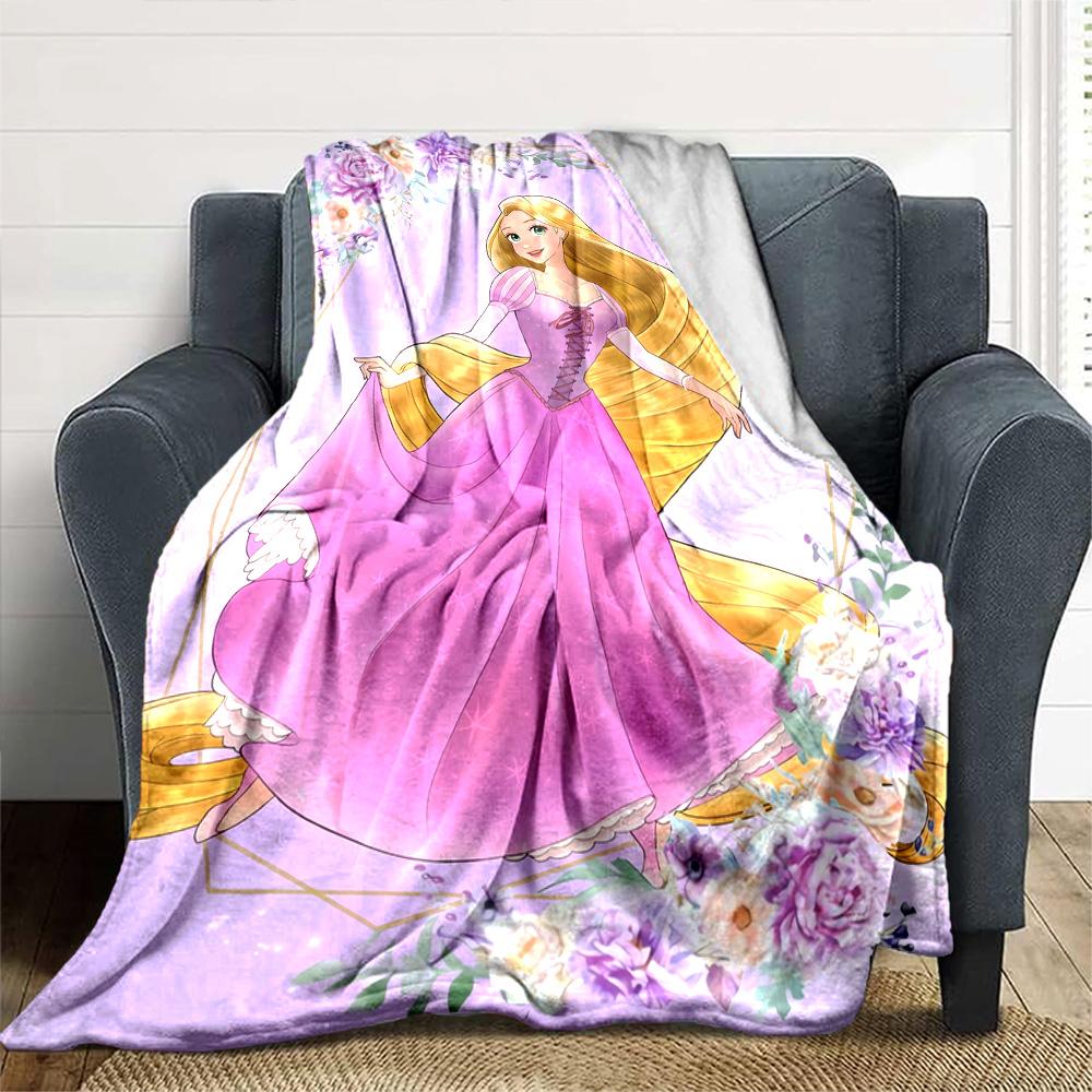 Rapunzel Floral Frame Flannel Blanket Super Soft Warm Cozy Blanket for Sofa Bed Office Travel All‑Season Home Decor Gift