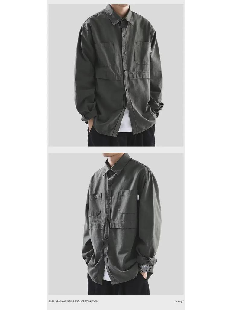 Модная рубашка в стиле Харадзюку с длинными рукавами в японском стиле в стиле ретро для мальчиков