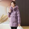 Новая зимняя женская куртка средней длины на пуху для женщин среднего и пожилого возраста, толстая куртка на пуху белого утиного пуха, воротник из лисьего меха