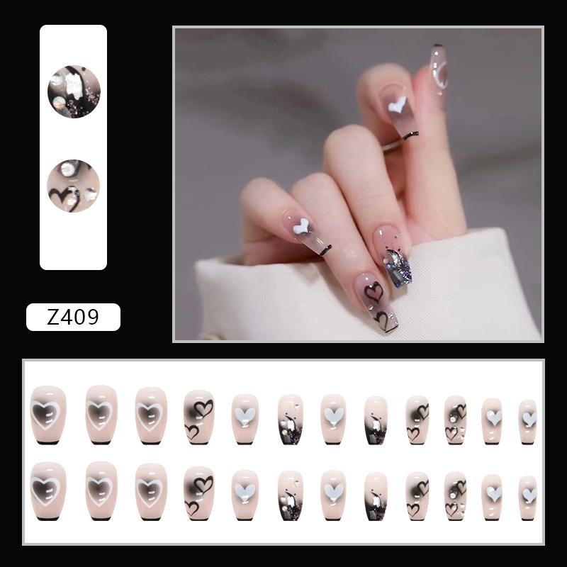 Алмазный ноготь с прозрачным цветным блеском, 24 шт., в коробке, искусственный ноготь, готовый высококачественный дизайн ногтей