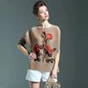 Flower Printing T Shirt Trend Folding Female Summer New Products European Store Western Blood Bottom Bottom Tops