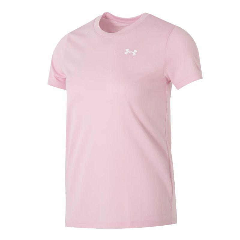 Under Armour Модная Удобная Дышащая Свободная Футболка с Коротким Рукавом Женские Топы Розовая 1384231-647