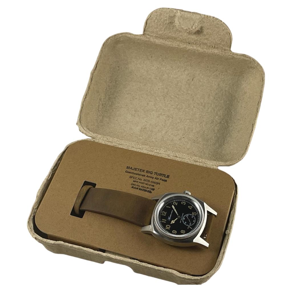 Имущество Большая Черепаха Маленькая Секундная Военные Часы с Коричневым Кожаным Ремешком Crazy Horse M.R.M.W. Мужской