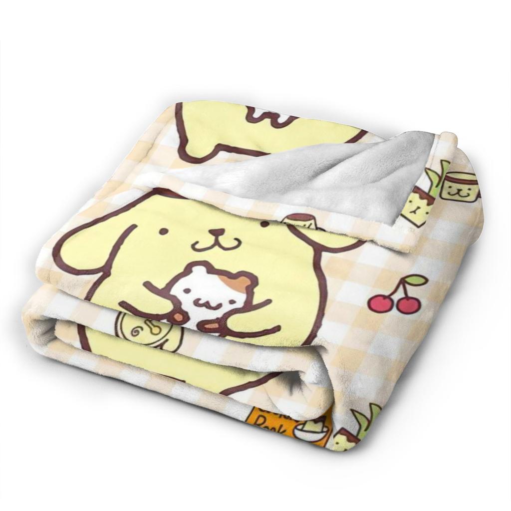 Плюшевое одеяло с помпонами Pom Pom Purin, забавное плед для дома, отеля, дивана, 150*125 см, одеяло