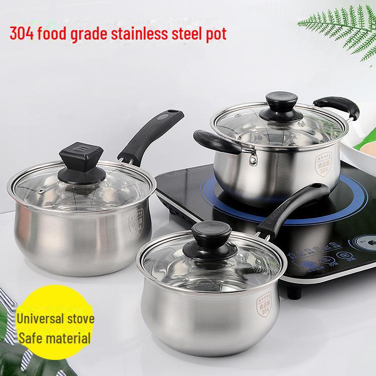 Stainless Steel Thickened Double-Ear Soup Pot (22/24/26cm) with Double Bottom and Gift Box