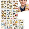 10 Sheets/Set Cartoon Engineering Vehicle Excavator Truck Temporary Tattoo Sticker for Kids Boys Birthday Party Gifts