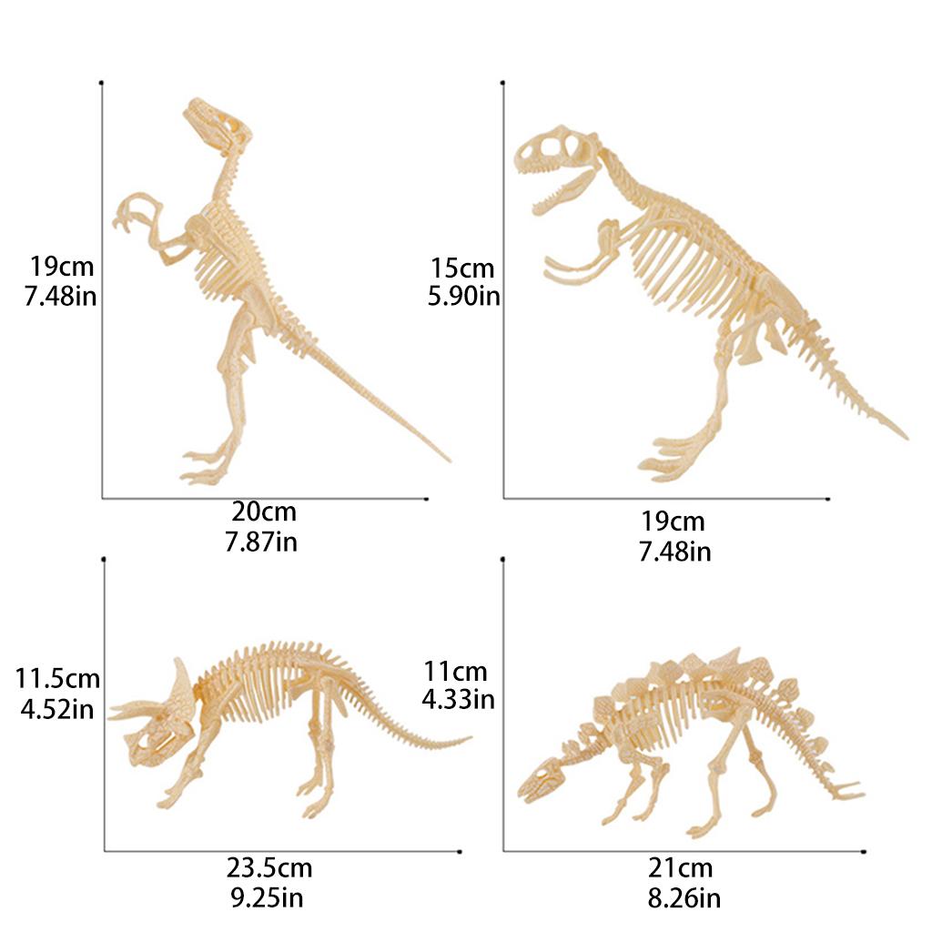 6Pcs/Set Dinosaur Skeleton 3D Puzzles Model Assorted Figurines DIY Assembly Simulation Dino Mammoth Bones Decoration Toy