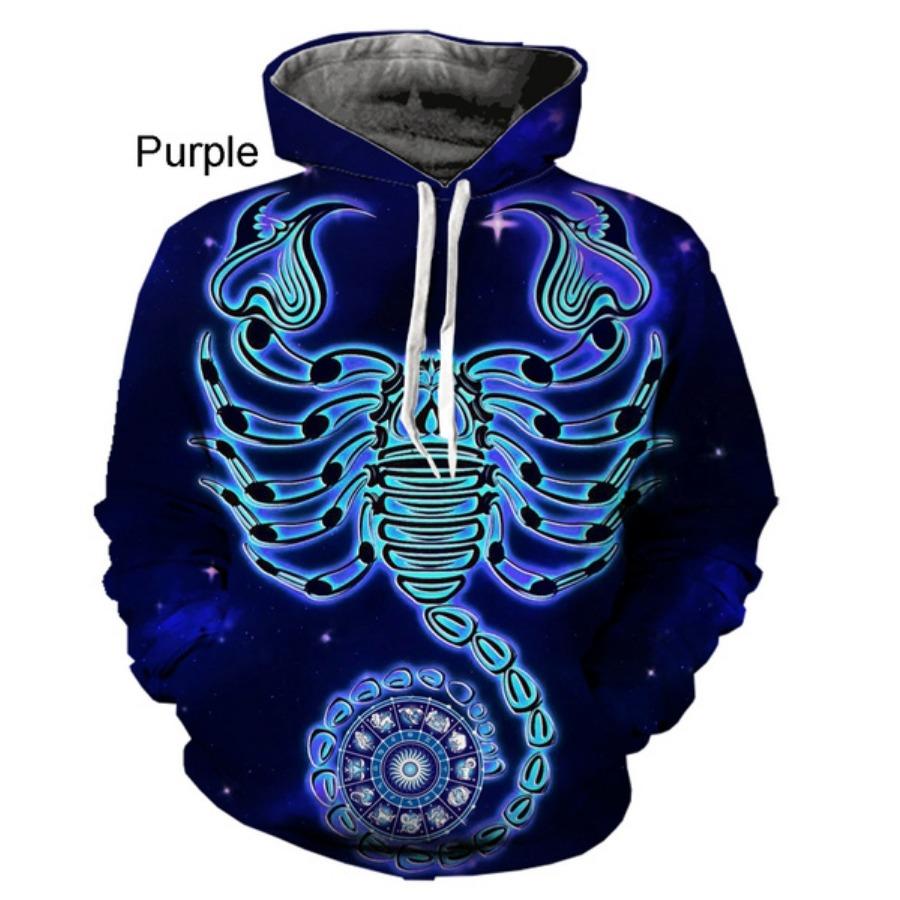 Fashion Men's and Women's Twelve Constellations Scorpio Hooded Sweater Personality Long-sleeved Sports Hoodies