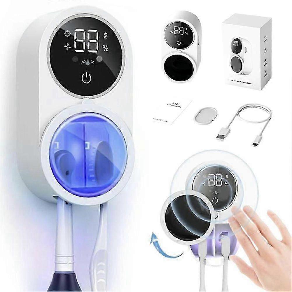 USB Rechargeable Toothbrush Sanitizer with UV Sterilizer Wall Mount for Electric Toothbrushes Home Travel Hygiene Solution