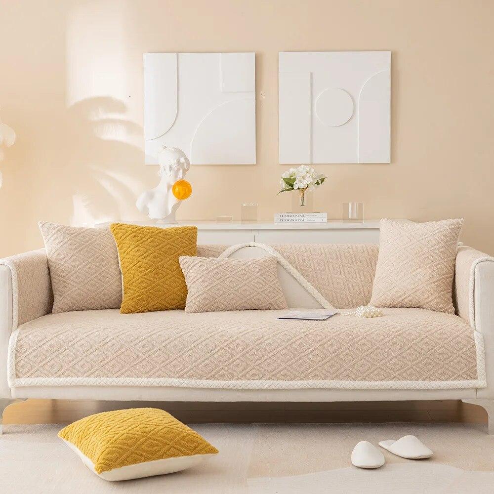 Зимний чехол для дивана с защитой от кошачьих царапин, толстый супермягкий бархатный плюшевый диван-полотенце, секционные L-образные чехлы для диванов для гостиной