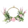 Iron Flower Plant Wall Hanging Wreath Artificial Wreath Silk Fabric Hanging Door Wreath for Living