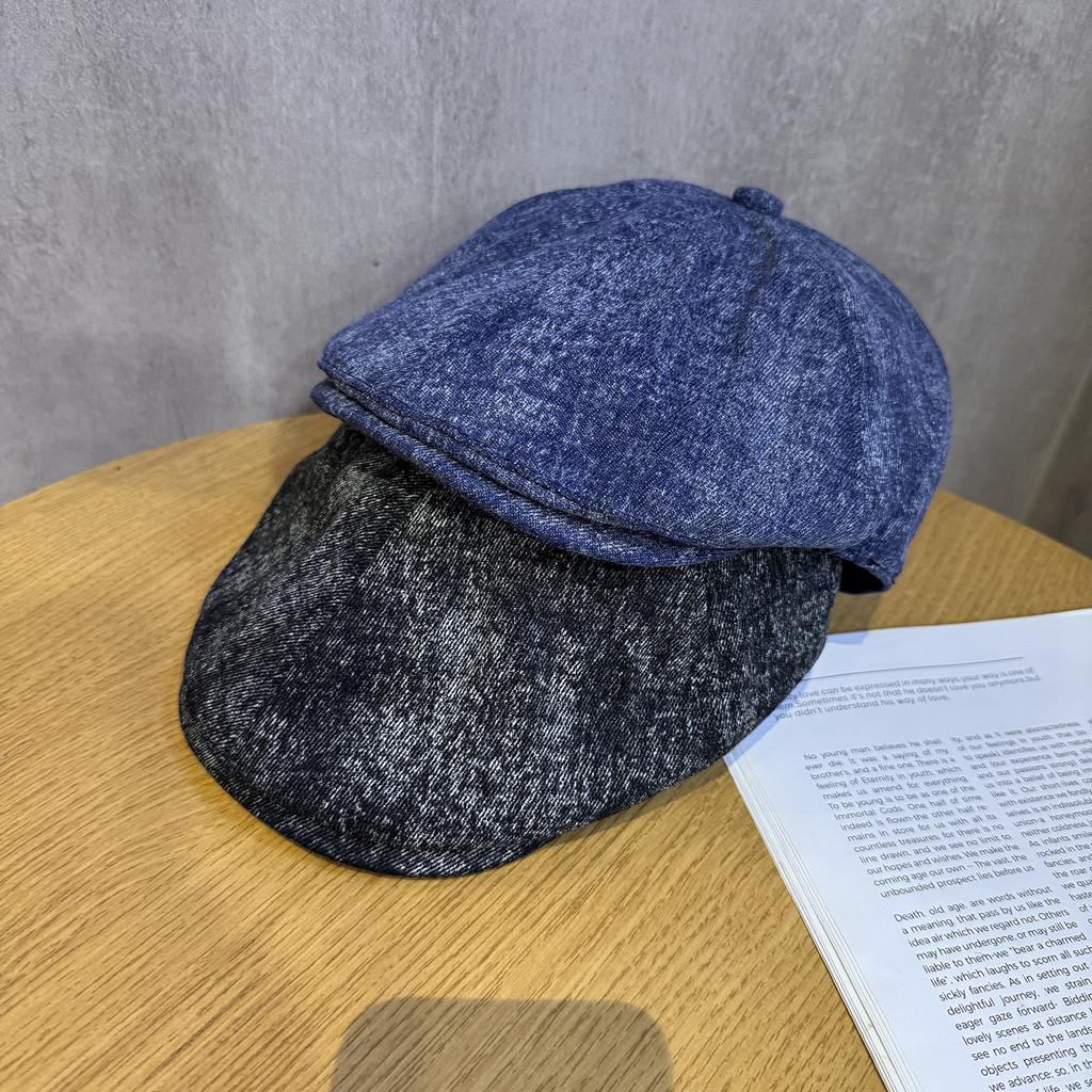 For Beret Vintage Women With Water Wash Denim And Short Brim For Wear Daily