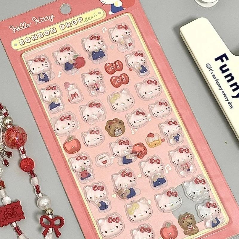 Кавайные Sanrio Hello Kitty DIY 3D Рельефные Декоративные Наклейки Милые Мультяшные Kuromi Cinnamoroll Чехол для Телефона Креативное Украшение Подарки