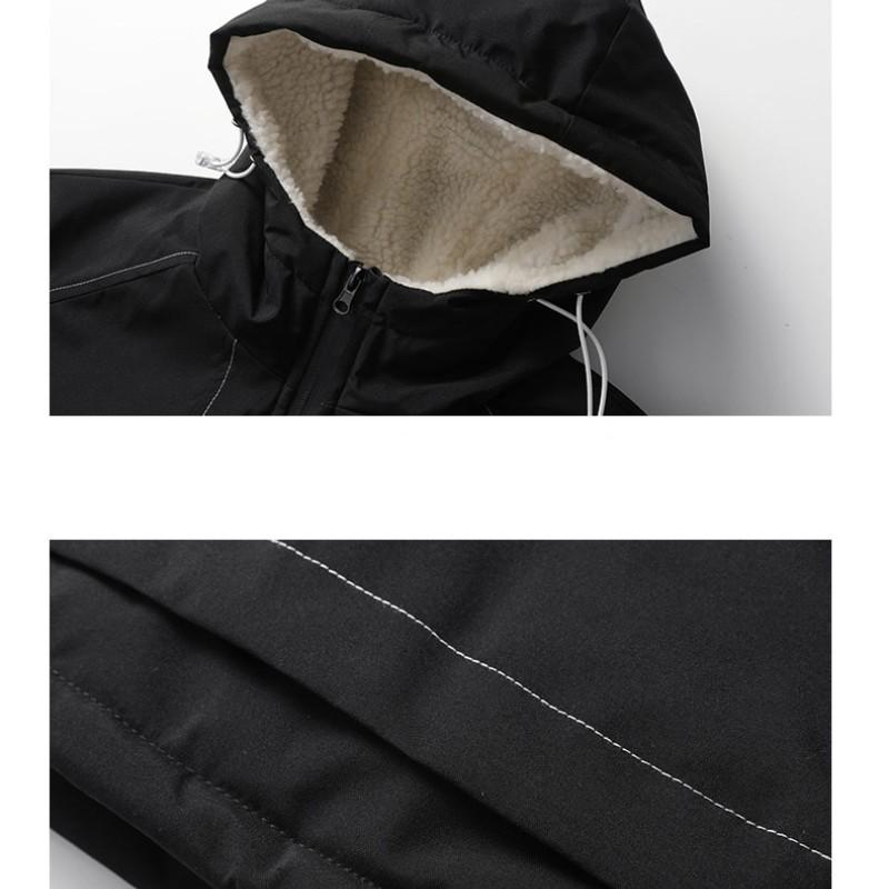 Мужская стеганая куртка из толстой овечьей шерсти с капюшоном, модное пальто, зимняя шерстяная ветрозащитная стеганая куртка