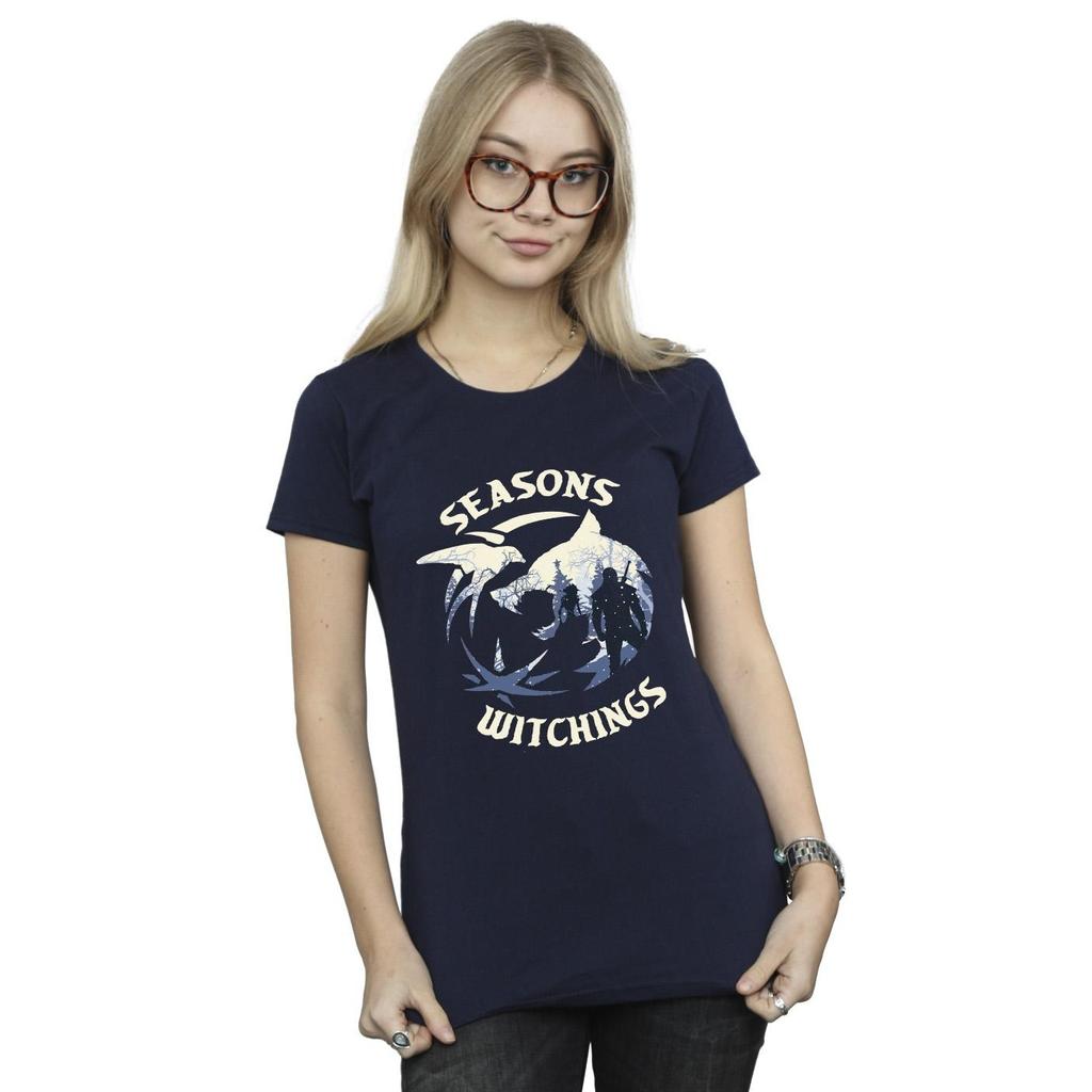 Netflix Womens/Ladies The Witcher Christmas Wolf Cotton T-Shirt