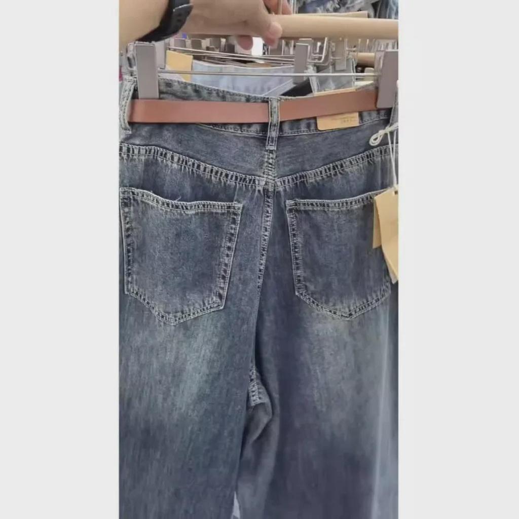 Women's Light Blue High Waist Wide Leg Flared Jeans - Summer 2024