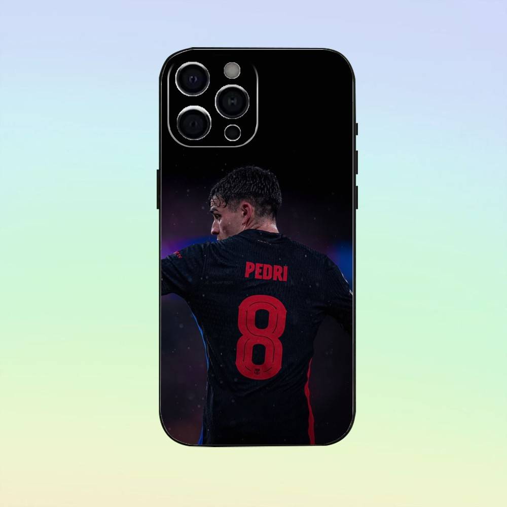 Чехол для телефона с изображением футболиста Барселоны Педри №8 для iPhone 17, 16, 15, 14, 13, 12, 11, Мягкий силиконовый черный чехол