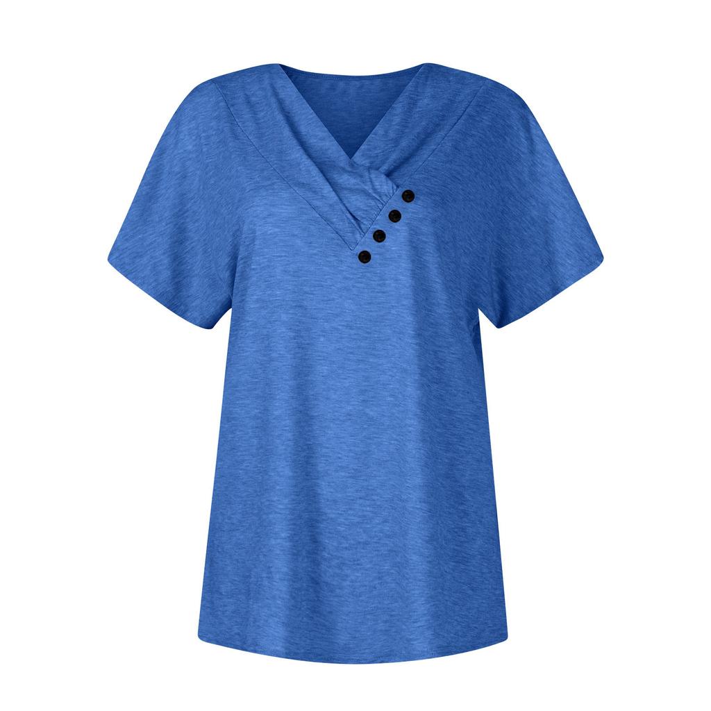 Summer Tops For Women Color For Women V-Neck Short Sleeve Comfy Womens Tops Oversized Tshirts
