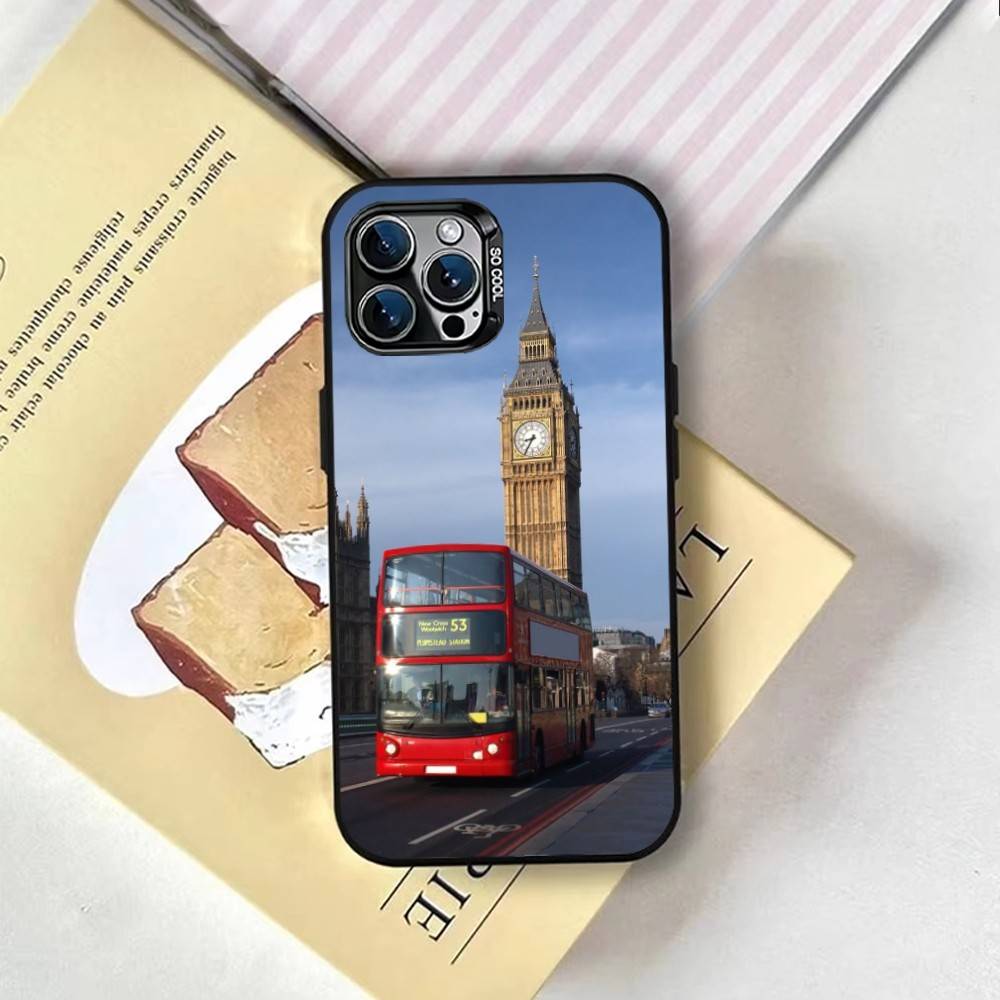 Лондонский Автобус Англия Биг Бен Чехол для Телефона Для iPhone 17,16,15,14,13,12,11 Plus,Pro Max,XS,Красочный Серебристый Чехол для Телефона Funda Cover