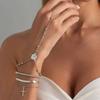 SHIXIN 4Pcs/Set Cross Pendant Finger Chain Bracelets Women Vintage Gold Color Connecting Hand Harness Bangle Jewelry Accessories