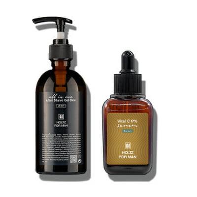 HOLTZ FOR MAN Мужской Мужской Лосьон после бритья для кожи 300 мл Сыворотка-эссенция с витамином C 60 мл Набор из 2 типов Косметика для бритья от веснушек