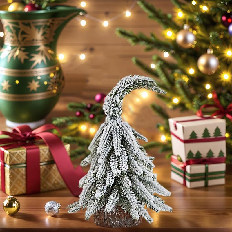 1PC Mini Snowy Christmas Tree Falling Snow Christmas Tree Desktop PE Christmas Tree PE Snowy Xmas Ornament