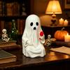 Interesting Party Supplies for Adults 3D Printed Ghost Figurine with Wine Glass, Funny Halloween Desktop Dark Style Decorations Decor Statue, Novelty