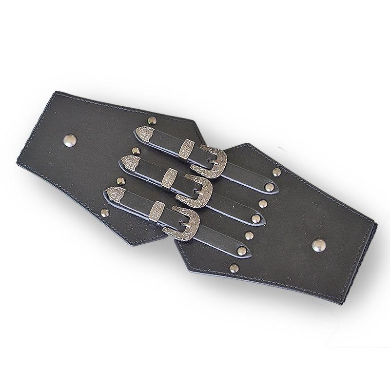 Women's Retro Faux Leather Belt with Rivet Pin Buckle - Versatile Wide Waistband Accessory