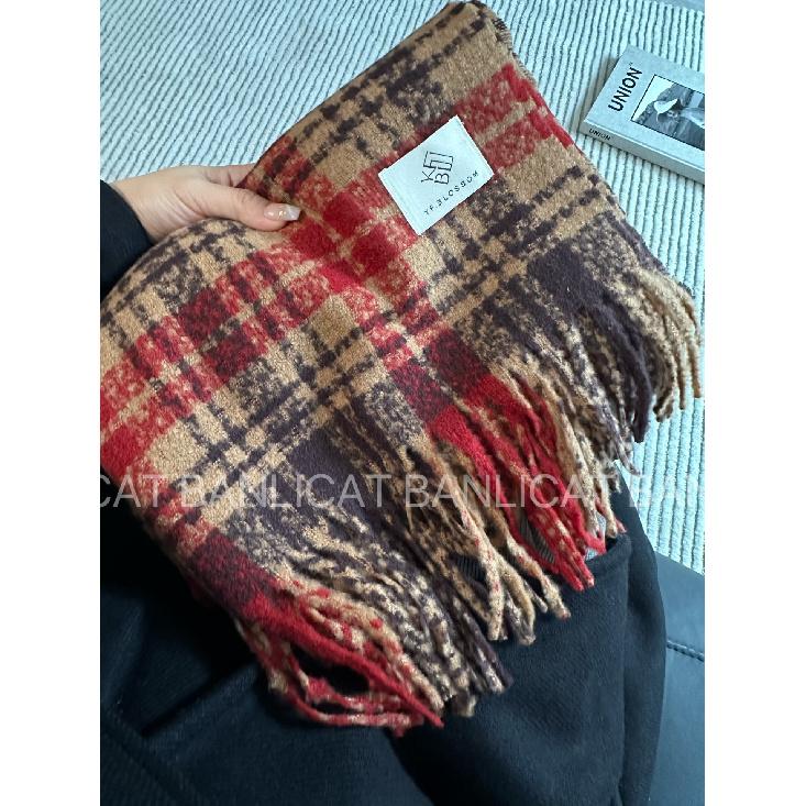Шарф Зимний Новая Коллекция Осенне-Зимняя Атмосфера Клетчатая Бахрома Для Пар, Теплый И Студенческий Стиль Высокого Класса Шарф
