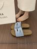 BEI LI XUAN Retro Mori Cross-strap One-word Slippers for Women's Summer Outer Wear Thick-bottomed Casual Beach Women
